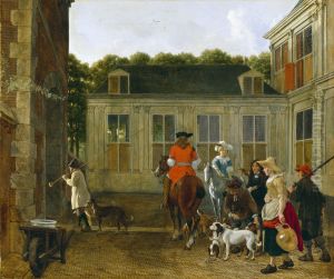 Hunting Party in the Courtyard of a Country House by Ludolf de Jongh