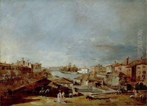 View of Dolo on the Brenta by Francesco Guardi