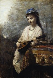 Young Girl with a Mandolin by Jean-Baptiste Camille Corot