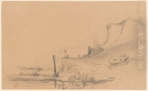 A Coast Road with Cliffs in the North of France by Eugene Isabey
