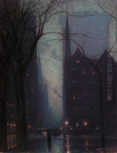 Fifth Avenue at Twilight by L. Birge Harrison