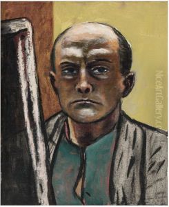 Selbstbildnis in Olive und Braun by Max Beckmann
