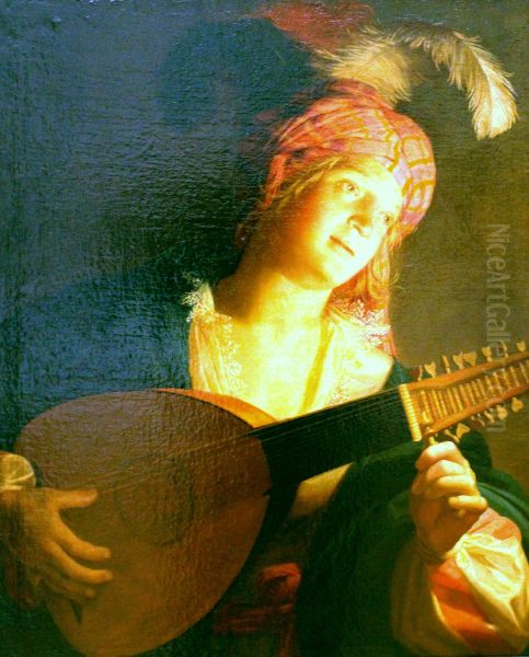 Woman with Lute - view 1