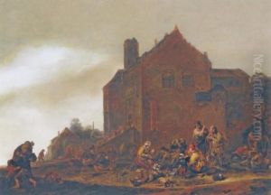 Feeding the beggars by Philips Wouwerman