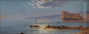 Notturno Con Palazzo Donnanna Sullosfondo Di Napoli