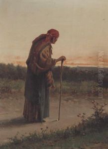 Paesaggio Con Zingara by Giuseppe Chiarolanza