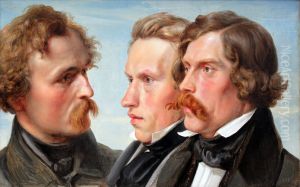 The painters Karl Friedrich Lessing, Carl Sohn and Theodor Hildebrandt