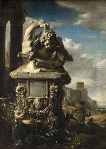 Groupe sculpte dans un paysage italien Groupe sculpte dans un paysage italien