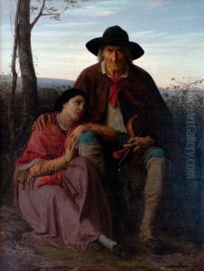 Le violoniste aveugle et sa fille by Francois-Alfred Delobbe