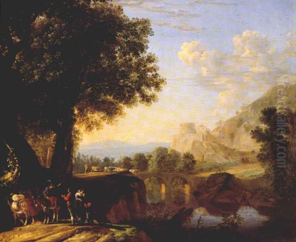 Italian Landscape with Bridge and Castle - view 1