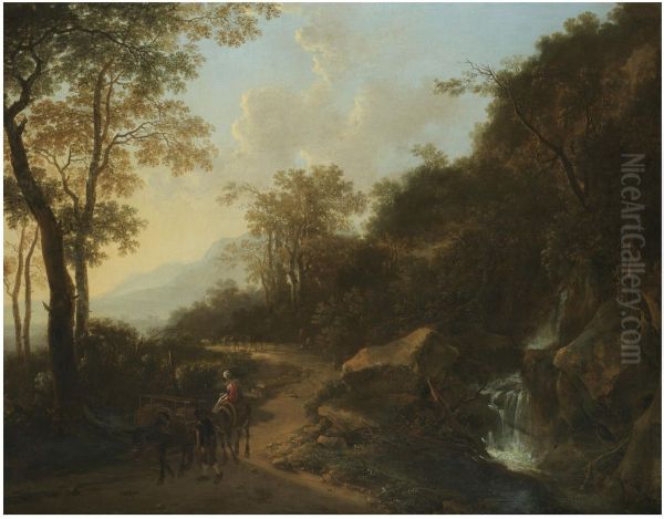 Italianate Landscape with Travellers crossing a Stream - view 1