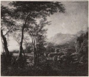 Mountain landscape with a mulerider Mountain landscape with a mulerider