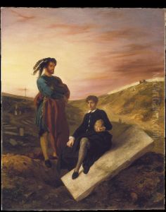 Hamlet und Horatio auf dem Friedhof by Eugene Delacroix