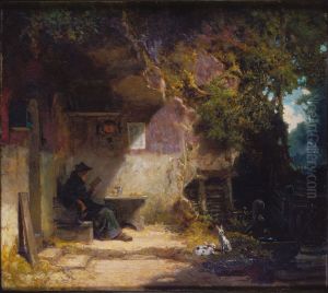 The Hermit in front of His Retreat by Carl Spitzweg