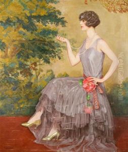 Figura Di Donna Con Perle In Esterno by Eduardo Chicharro Y Aguera