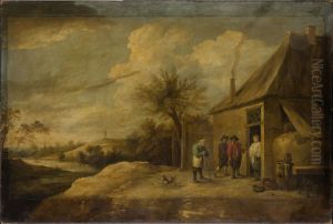 Landschaft mit einem Wirtshaus am Fluss by David Teniers the Younger