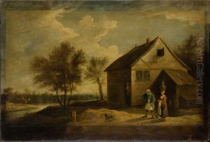 Landschaft mit Bauern vor ihrem Gehoft