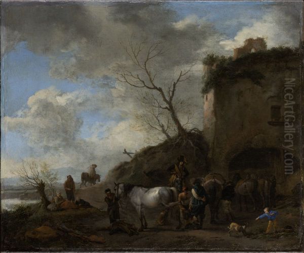 Riders at a Blacksmith's - view 1