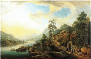 River Landscape in the Morning Light by Christian Georg Schutz