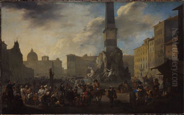 Roman Market Scene in the Piazza Navona - view 1