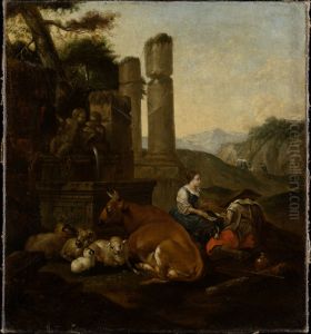 Shepherds in the Roman Campagna by Theodor Roos