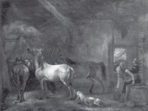 Stable with Three Horses Stable with Three Horses