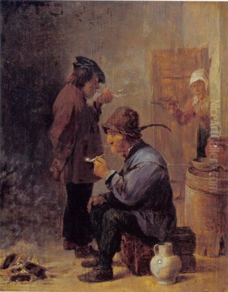 Two Smoking Peasants at the Coal Fire - view 1