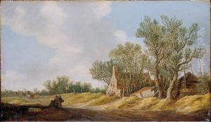 Dorfstrasse mit Rastenden an einem Steg by Jan van Goyen