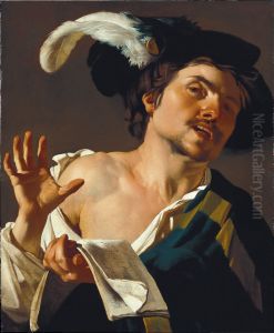 Singender junger Mann by Dirck Van Baburen