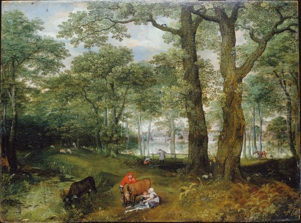 Animals Grazing beneath Trees - view 1