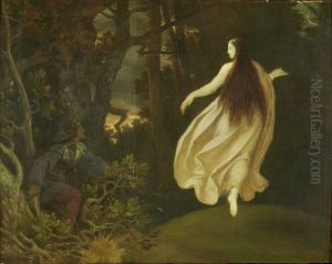 Erscheinung im Walde (aus Dornroschen) by Moritz von Schwind