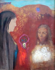 Christ and the Samaritan Woman (The White Flower Bouquet) by Odilon Redon