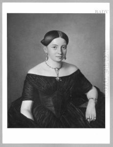 Bildnis einer Dame in Schwarz mit Goldschmuck (Grafin Dimitri Tatischeff) by Ferdinand Georg Waldmuller