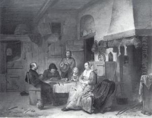 A Family Praying at the Midday Meal by Egbert Van Heemskerck