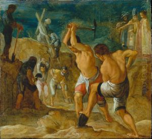 The Frankfurt Altarpiece of the Exaltation of the True Cross:
The Digging for the Cross (bottom middle left) by Adam Elsheimer