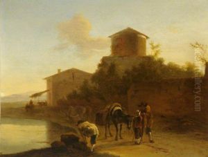 Landscape with a Tower and Figures by a Lake by Jan Both