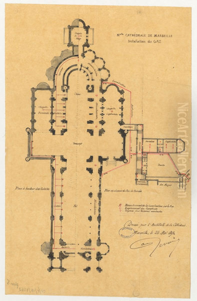 N[ou]velle cathedrale de Marseille. Installation du gaz (1893) - view 1