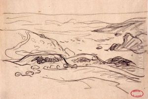 La mer vue de la cote rocheuse by Henry Moret