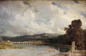 Le pont de Sevres, vu des bords du parc de Saint-Cloud by Samuel William Reynolds