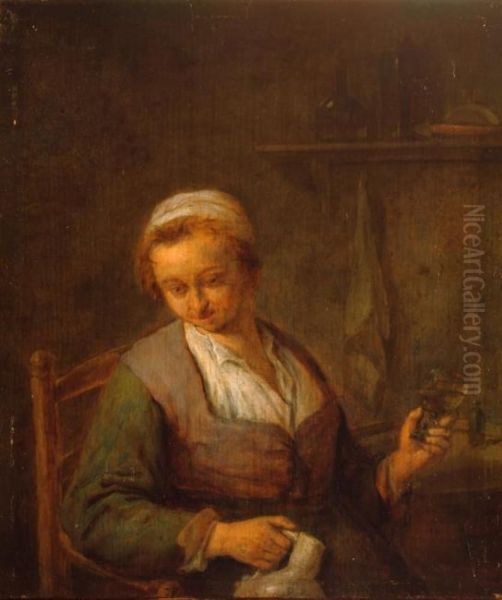 Drinking peasant woman - view 1