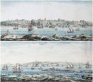 View Of The Town And Port Of Mahon; View Of The Castle S.philip On The Island Of Minorca View Of The Town And Port Of Mahon; View Of The Castle S.philip On The Island Of Minorca