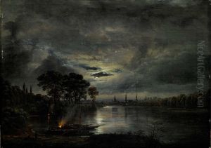 Dresden in the Moonlight by Johan Wilhelm Ludwig Dahl