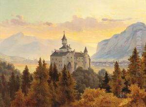 View of Schloss Ambras near Innsbruck by Edmund von Worndle