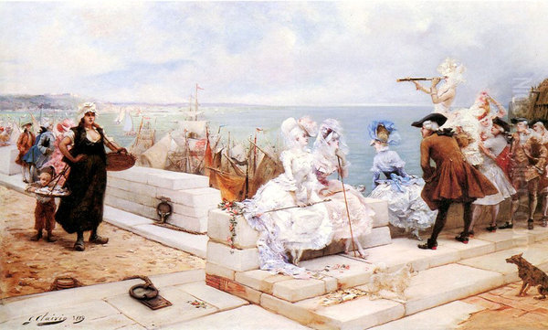 Elegant Figures Watching the Regatta - view 1