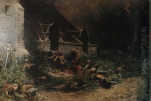 Les vivants defendent leurs morts. by Georges Clairin