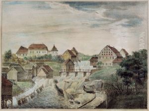 Akerselva ved Beierbrua by Peter Frederik Wergmann