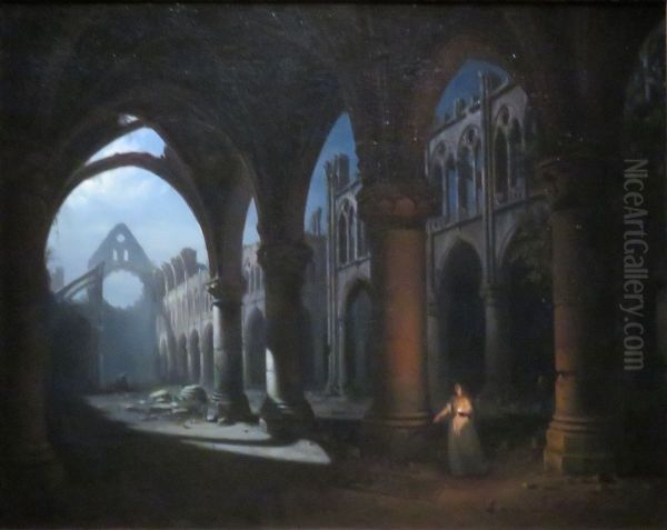 Interieur d'une abbaye en ruines - view 1
