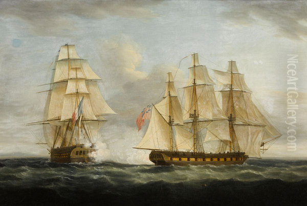 The Capture of the French Frigate Le Serene by the English Frigate Boreas - view 1