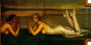 Mujeres sobre manton by Julio Romero De Torres