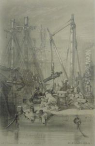 Le travail dans le port by Jules Achille Noel